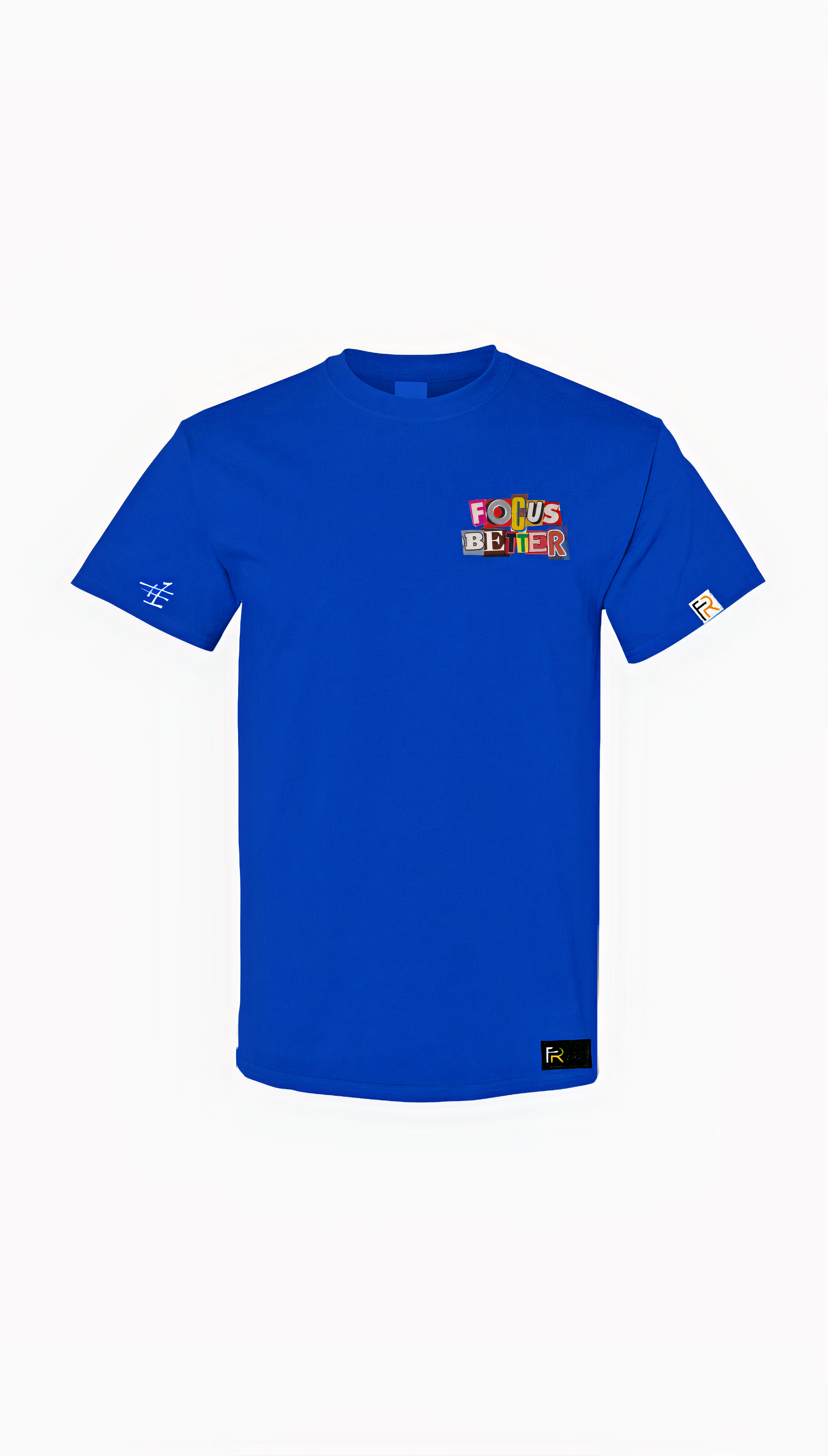 Blue Focus Better t-shirt by Focus Rich x Nun Better with bold motivational print and dual sleeve logos in 100% cotton